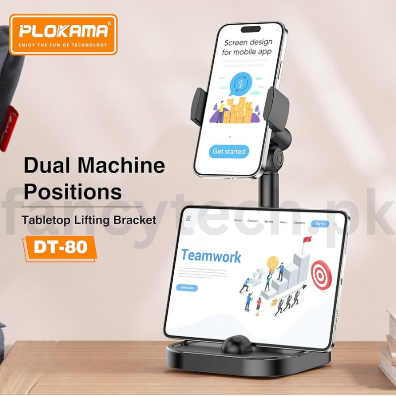 “PLOKAMA DT-80 Adjustable Table Phone Holder – Sturdy Desk Stand for Smartphones, Video Calls, Live Streaming & Office Use”