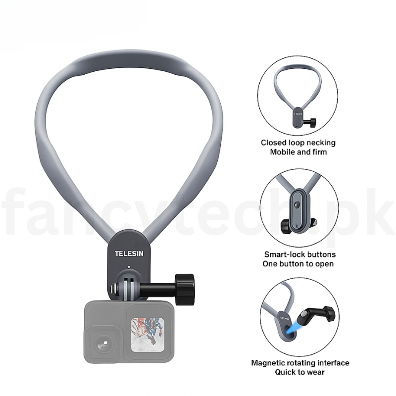 “Universal Cellphone & Camera Neck Mount Bracket – Hands-Free Adjustable Strap for Vlogging, Travel, Sports & Outdoor Shooting”