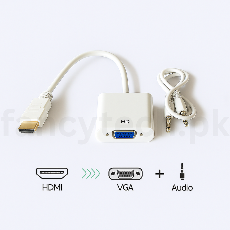 SpeedX HDMI to VGA Adapter with 3.5mm Audio – 1080p, Plug-and-Play for Laptop, Projector, LCD .