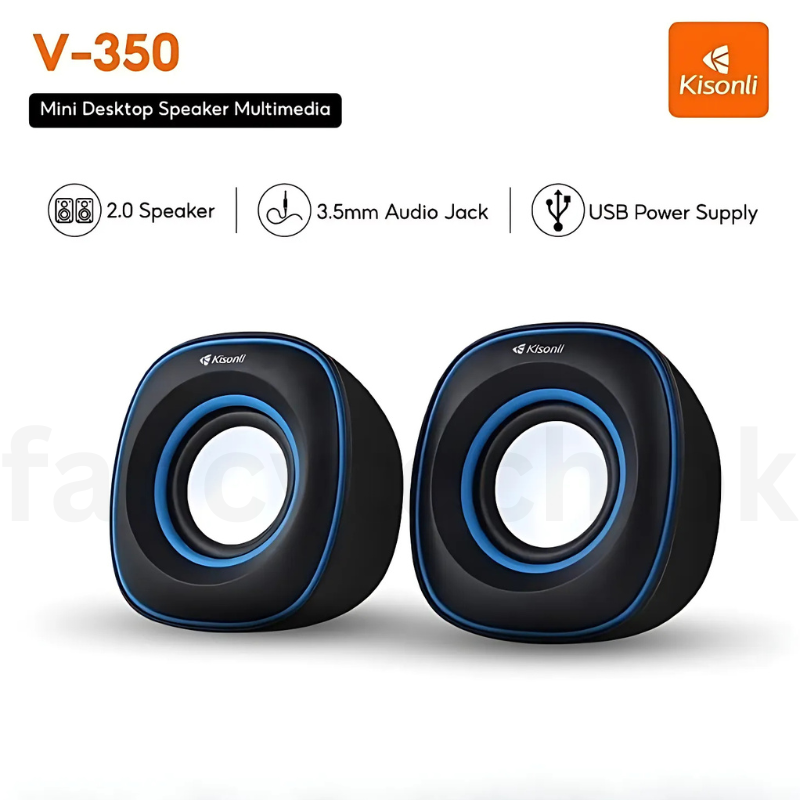 Kisonli V350 USB-Powered 2.0 Channel Computer Speakers – Portable Design