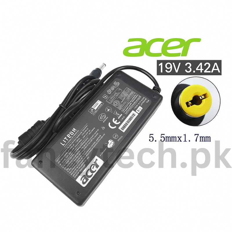 Acer Laptop Charger 19V 3.42A – Fast & Safe 65W DC Adapter (5.5mm Tip)