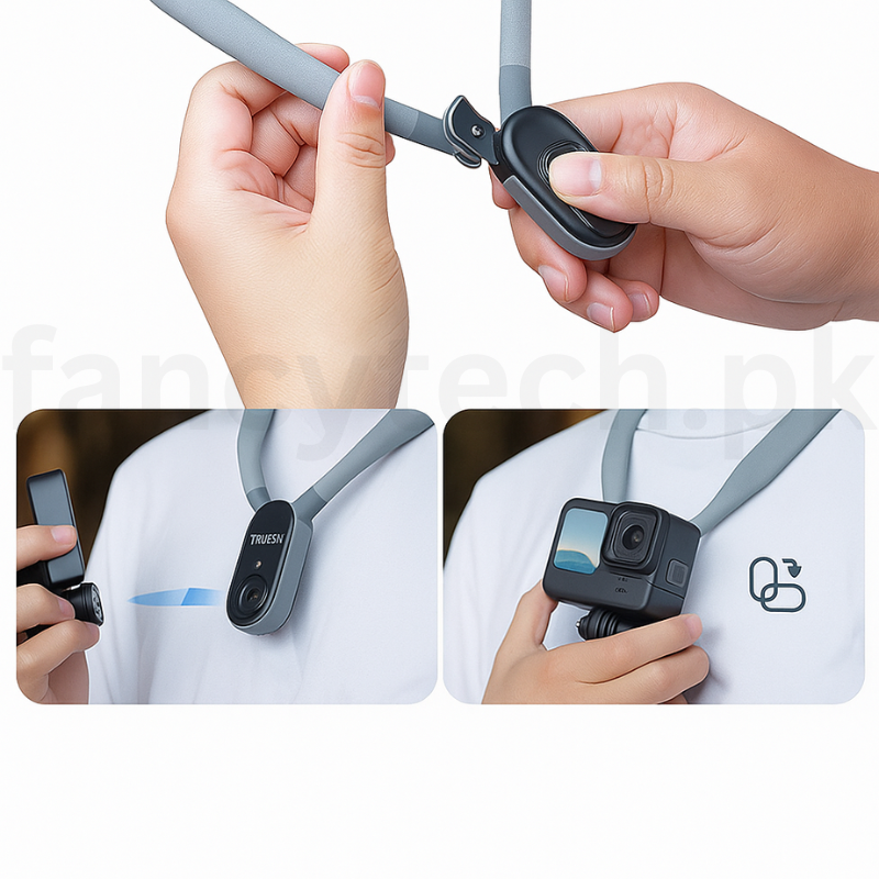 “Universal Cellphone & Camera Neck Mount Bracket – Hands-Free Adjustable Strap for Vlogging, Travel, Sports & Outdoor Shooting”
