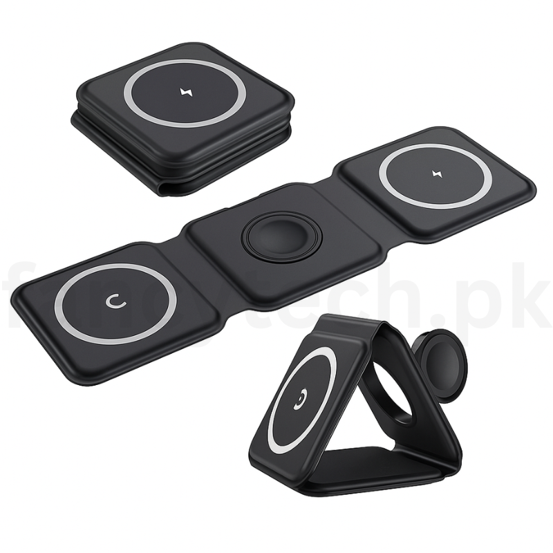 3-in-1 Foldable Magnetic Wireless Charger – Fast Charging for Phone, Watch & Earbuds