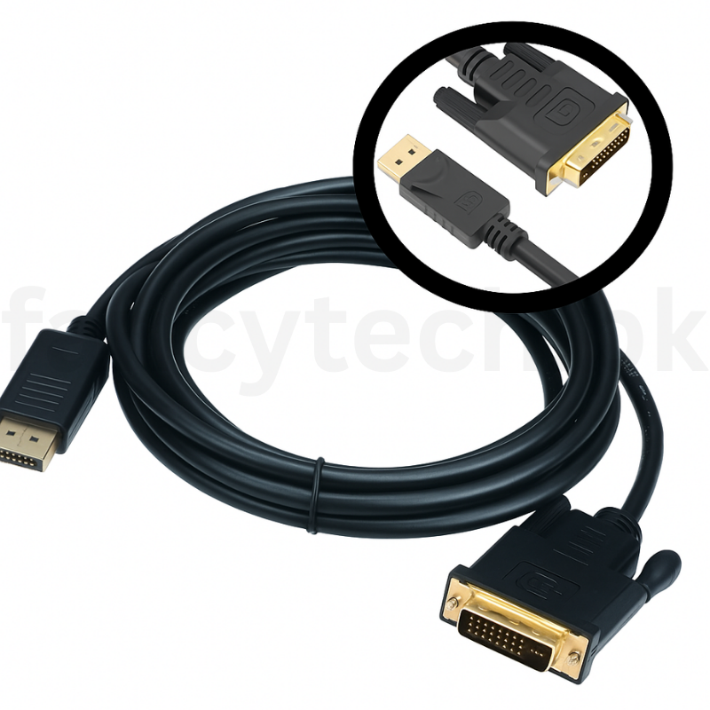 SpeedX 1.8M DisplayPort Male to DVI Male Cable – 1080p Full HD, Gold-Plated Conversion Adapter for Gaming, PC, Monitor, TV, Projector