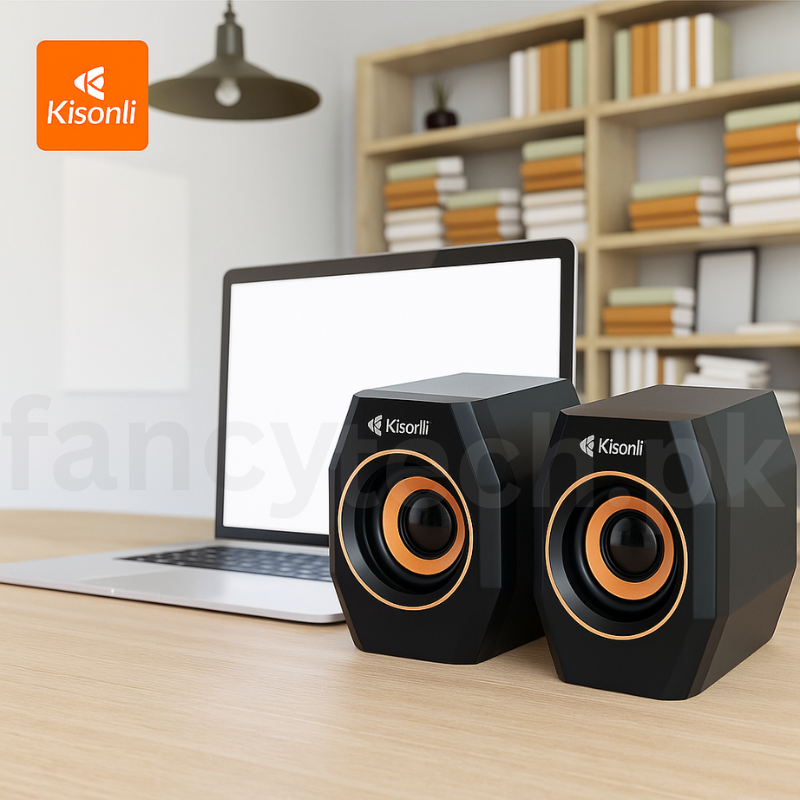 Kisonli A-101S Compact 2.0 USB Stereo Speakers – Ideal for Laptops & Desktops