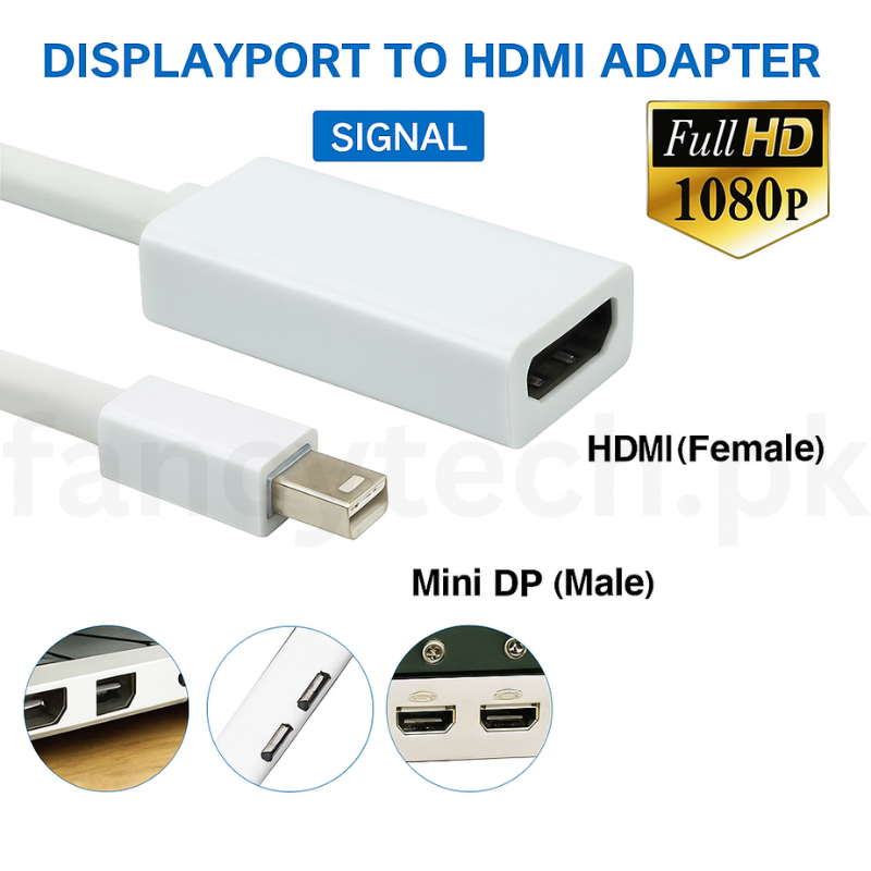 SpeedX Mini DisplayPort to HDMI Adapter – 1080p Full HD, High-Quality Converter