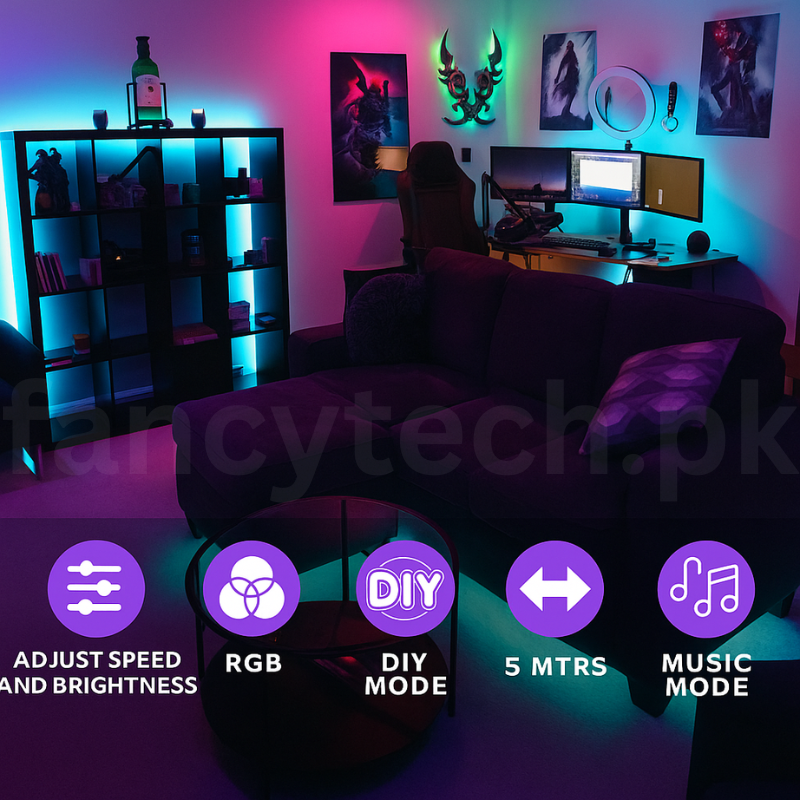 Xtrike Me HT-5050 RGB LED Strip – 3M DIY Smart Light, Bluetooth v4.2 App Control, 30 LEDs per Meter, Dimmable