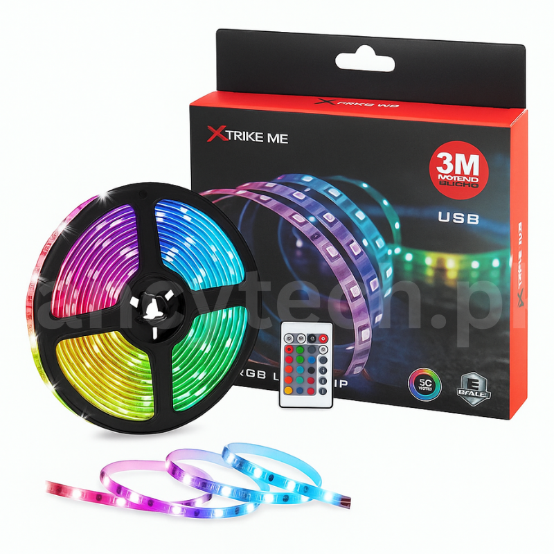 Xtrike Me HT-5050 RGB LED Strip – 3M DIY Smart Light, Bluetooth v4.2 App Control, 30 LEDs per Meter, Dimmable