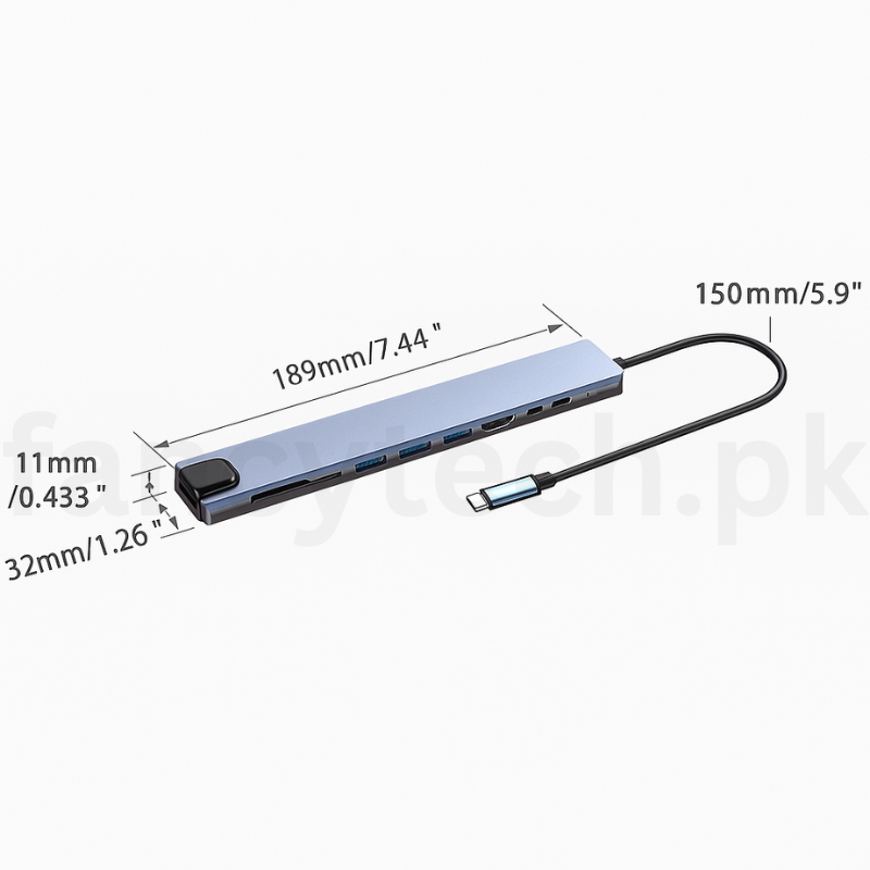 SpeedX 10-in-1 USB-C Hub Adapter: 4K HDMI, 100W PD, Gigabit Ethernet, SD/TF, USB 3.0