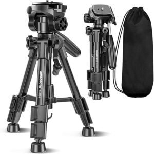 74-camera-tripod-professional-aluminum-tripod-stand-for-mirrorless-camera-dslr-cell-phone-camcorder-gopro-lightweight-portable-with-phone-holder-and-travel-bag-gunmetal-black