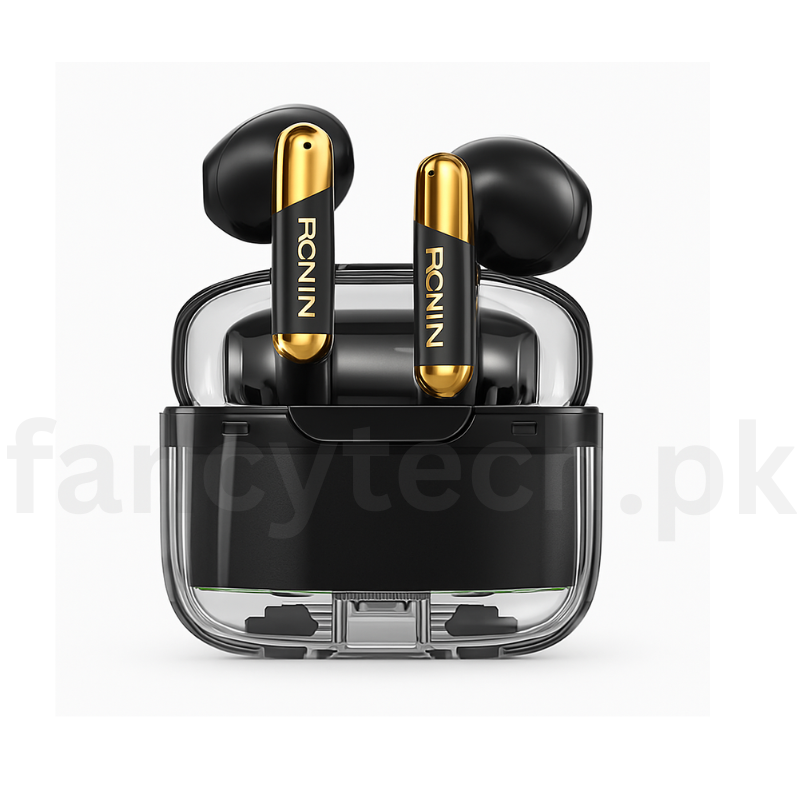 ronin-snap-r-7070-voice-assistant-earbuds-premium-transparent-case-stereo-sound-light-weight-design